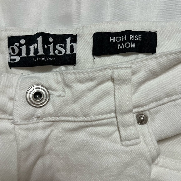 Girlish White High Rise Mom Fit Distressed Jeans - Picture 4 of 13